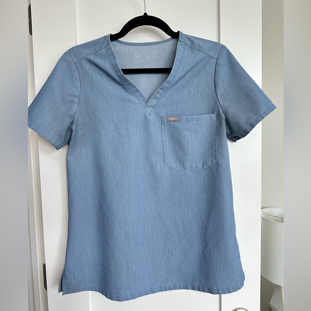 FIGS Scrub Top- Catarina One Pocket- Heather Indigo S